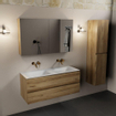 Mondiaz AIVY Ensemble de meuble - 120x45x50cm - 0 trous de robinet - 2 vasques talc Solid surface - Gauche et droite - 2 tiroirs - avec armoire de toilette - Melamine Chai SW892338