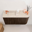 Mondiaz JOYA-DLUX 71.6cm toiletmeubel - ronding rechts kleur Walnut - Wastafel FAYE positie Links 1 kraangat kleur Frappe. SW1422298