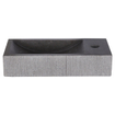 Differnz Ribble kit lave-mains - 38x18x8cm - Rectangulaire - 1 trou de robinet - robinet courbé doré mat - pierre naturelle noire SW705400