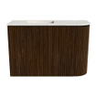 Mondiaz JOYA-DLUX 61.6cm toiletmeubel - ronding rechts kleur Walnut - Wastafel FAYE positie Links Zonder kraangat kleur Ostra. SW1422634