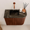Mondiaz JOYA-DLUX Meuble de toilette 51,6cm - arrondi droit couleur Ruby - Lavabo FAYE position Gauche Sans trou de robinet couleur Lava SW1423659