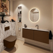 MONDIAZ TURE-DLUX Meuble toilette - 120cm - Rust - EDEN - vasque Glace - position centrale - 1 trou de robinet SW1103509