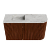 Mondiaz JOYA-DLUX Meuble de toilette 71,6cm - arrondi droit couleur Ruby - Vasque FAYE position Gauche 1 trou de robinet couleur Glace SW1423580