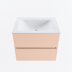 MONDIAZ VICA Ensemble meuble de salle de bains - 60cm - meuble sous-vasque rosee - 2 tiroirs - lavabo cloud au centre - sans trous de robinet - version haute 60cm - talc SW1083343