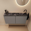 MONDIAZ TURE-DLUX Meuble toilette - 100cm - Smoke - EDEN - vasque Lava - position droite - 1 trou de robinet SW1104109