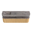 MONDIAZ THOR-DLUX 190cm badmeubel ronding links + rechts kleur Oak met 2 lades en 2 deuren. Vrijhangende wastafel CLOUD Links zonder kraangat kleur Sombra. SW1466686
