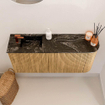 Mondiaz JOYA-DLUX 91.6cm toiletmeubel - ronding rechts kleur Oak - Wastafel FAYE positie Links 1 kraangat kleur Lava. SW1422086