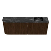 Mondiaz JOYA-DLUX Meuble de salle de bains 111.6cm - arrondi gauche couleur Walnut - Vasque FAYE position Droite 1 trou de robinet couleur Lava SW1422483
