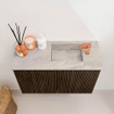 Mondiaz JOYA-DLUX Meuble de salle de bains - 60cm - couleur Walnut - Vasque FAYE position Droite 1 trou de robinet couleur Glace SW1422376