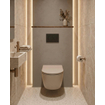 QeramiQ Dely Swirl Toiletset - inbouwreservoir Qeramiq Flush - slim zitting - metaal mat zwarte bedieningsplaat - ronde knoppen - beige SW1578364