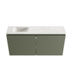 MONDIAZ TURE-DLUX Meuble toilette - 100cm - Army - EDEN - vasque Ostra - position gauche - sans trou de robinet SW1104707