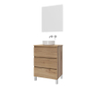 Adema Chaci PLUS Ensemble de meuble - 59.5x86x45.9cm - vasque à poser sur plan - robinets encastrables Inox - 3 tiroirs - miroir rectangulaire - Cannelle SW1027181