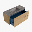Mondiaz CIRO-DLUX Meuble de salle de bains - 110x45x50cm - Vasque solid surface Oza - 1 lavabo au centre - 1 trou de robinet - 2 tiroirs - Chêne SW1531116