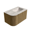 MONDIAZ KURVE-DLUX meuble de salle de bains 75cm arrondi à gauche couleur Dusk avec 1 tiroir et 1 porte. Lavabo GRUNNE à droite sans trou de robinetterie Nata. SW1432342