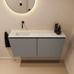 MONDIAZ TURE-DLUX Meuble WC 100 cm Smoke. EDEN lavabo Opalo position gauche. Sans trou de robinet. SW1104634