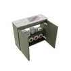 MONDIAZ TURE-DLUX Meuble toilette - 60cm - Army - EDEN - vasque Glace - position droite - sans trou de robinet SW1103175