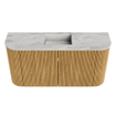 Mondiaz JOYA-DLUX 83.2cm meuble de salle de bains - arrondis gauche et droite couleur Oak - Vasque FAYE position Milieu Sans trou de robinet couleur Glace SW1422036
