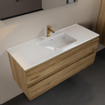 Mondiaz AIVY Ensemble de meuble - 120x45x50cm - 1 trou de robinet - 1 vasque Talc céramique - Centre - 2 tiroirs - avec miroir - Melamine Chai SW892209