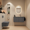 MONDIAZ TURE-DLUX Meuble toilette - 100cm - Dark Grey - EDEN - vasque Opalo - position centrale - 1 trou de robinet SW1104280