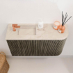 Mondiaz JOYA-DLUX Meuble de salle de bains 71,6cm - arrondi droit couleur Shadow - Vasque FAYE position Gauche 1 trou de robinet couleur Frappe SW1422724