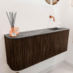 Mondiaz JOYA-DLUX 101.6cm meuble de salle de bains - arrondi gauche couleur Walnut - Vasque FAYE position Droite Sans trou de robinet couleur Sombra. SW1424763