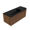 MONDIAZ KURVE 115cm Meuble salle de bain avec module 25 D - couleur Walnut - 1 tiroir - 1 porte - vasque BIG SMALL gauche - 1 trou de robinet - Urban SW1138482