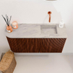 Mondiaz JOYA-DLUX 81.6cm toiletmeubel - ronding links kleur Ruby - Wastafel FAYE positie Rechts Zonder kraangat kleur Glace. SW1423563
