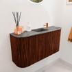 Mondiaz JOYA-DLUX 83.2cm meuble de toilette - arrondi gauche et droite couleur Ruby - Vasque FAYE position Milieu 1 trou de robinet couleur Sombra. SW1425719