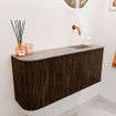 Mondiaz JOYA-DLUX Meuble de toilette 91,6cm - arrondi gauche couleur Walnut - Vasque FAYE position Droite Sans trou de robinet couleur Saba. SW1424682