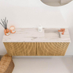Mondiaz JOYA-DLUX 90cm toiletmeubel - kleur Oak - Wastafel FAYE positie Rechts 1 kraangat kleur Nata. SW1424011