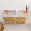 Mondiaz JOYA-DLUX 71.6cm toiletmeubel - ronding rechts kleur Oak - Wastafel FAYE positie Links 1 kraangat kleur Glace. SW1421991