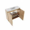 MONDIAZ TURE-DLUX Meuble toilette - 60cm - Washed Oak - EDEN - vasque Opalo - position centrale - 1 trou de robinet SW1105200