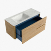 Mondiaz CIRO-DLUX Badkamermeubelset - 110x45x50cm - Solid surface wastafel Opalo - 1 wasbak Links - zonder kraangaten - 2 lades - Oak SW1530993