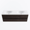 MONDIAZ VICA Ensemble meuble de salle de bains - 140cm - meuble bas dark brown - 2 tiroirs - lavabo moon double - 2 trous de robinet - version haute 60cm - talc SW1082586
