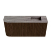 Mondiaz JOYA-DLUX Meuble de salle de bains 91,6cm - arrondi gauche couleur Noyer - Vasque FAYE position Droite 1 trou de robinet couleur Oza SW1424609