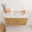 Mondiaz JOYA-DLUX 61.6cm toiletmeubel - ronding links kleur Oak - Wastafel FAYE positie Rechts 1 kraangat kleur Ostra. SW1422225