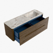 Mondiaz CIRO-DLUX Badkamermeubelset - 140x45x50cm - Solid surface wastafel Frappe - 1 wasbak Rechts - 1 kraangat - 4 lades - Dusk SW1532827