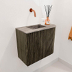 Mondiaz JOYA-DLUX Meuble de toilette - 51,6cm - arrondi droit couleur Shadow - Vasque FAYE position Gauche Sans trou de robinet couleur Oza SW1425061
