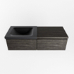 MONDIAZ BUKLA 120cm ensemble de meuble avec module 60 couleur Marron Foncé avec 2 tiroirs. Lavabo CLOUD à gauche 0 trou de robinet couleur Urban. SW1382018