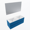 Mondiaz VICA ensemble de meuble de salle de bain - 120cm - meuble sous-vasque jeans - 4 tiroirs - lavabo cloud double - sans trous de robinet - couleur talc - miroir LED - version XL 60cm de haut SW1095618