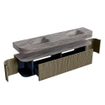 MONDIAZ THOR-DLUX 200cm meuble de salle de bains arrondi gauche + droite couleur Shadow avec 2 tiroirs et 2 portes. Vasque suspendue CLOUD Double 2 trous de robinet couleur Oza. SW1467119
