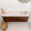 Mondiaz JOYA-DLUX 101.6cm toiletmeubel - ronding links kleur Ruby - Wastafel FAYE positie Rechts 1 kraangat kleur Nata. SW1425467