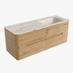Mondiaz CIRO-DLUX Badkamermeubelset - 130x45x50cm - Solid surface wastafel Nata - 1 wasbak Rechts - zonder kraangaten - 4 lades - Oak SW1531456