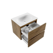 ENSEMBLE DE MEUBLE MONDIAZ VICA - 60x50cm - 2 tiroirs - Chai - lavabo MOON central - 1 trou de robinet - Talc SW1223916