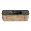 MONDIAZ KURVE-DLUX 140cm Meuble salle de bain avec module 25 G et D - couleur Oak - 1 tiroir - 2 portes - vasque BIG SMALL centre - 1 trou de robinet - couleur Lava SW1138146