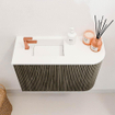 Mondiaz JOYA 61.6cm toiletmeubel - ronding rechts kleur Shadow - Wastafel FAYE positie Links 1 kraangat kleur Talc. SW1421530