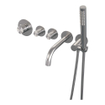 Robinet de baignoire encastré Brauer Brushed Carving - ensemble de douche - sortie de 20 cm - avec partie encastrable - 3 boutons avec relief - douchette à main 1 fonction - PVD - inox brossé SW716064