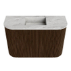 Mondiaz JOYA-DLUX 63.2cm toiletmeubel - ronding links en rechts kleur Walnut - Wastafel FAYE positie Midden Zonder kraangat kleur Glace. SW1422408