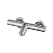 Fortifura Calvi Thermostatische badkraan - ronde handdouche - handdouchehouder - gladde doucheslang - PVD - Geborsteld RVS SW811974