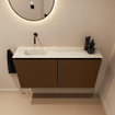 MONDIAZ TURE-DLUX Meuble toilette - 100cm - Rust - EDEN - vasque Ostra - position gauche - sans trou de robinet SW1105070